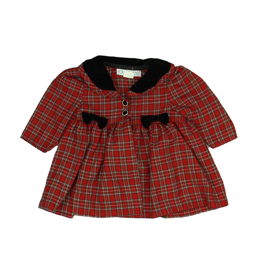 Youngland Girls Red | Black | Plaid Dress size: 12 Months